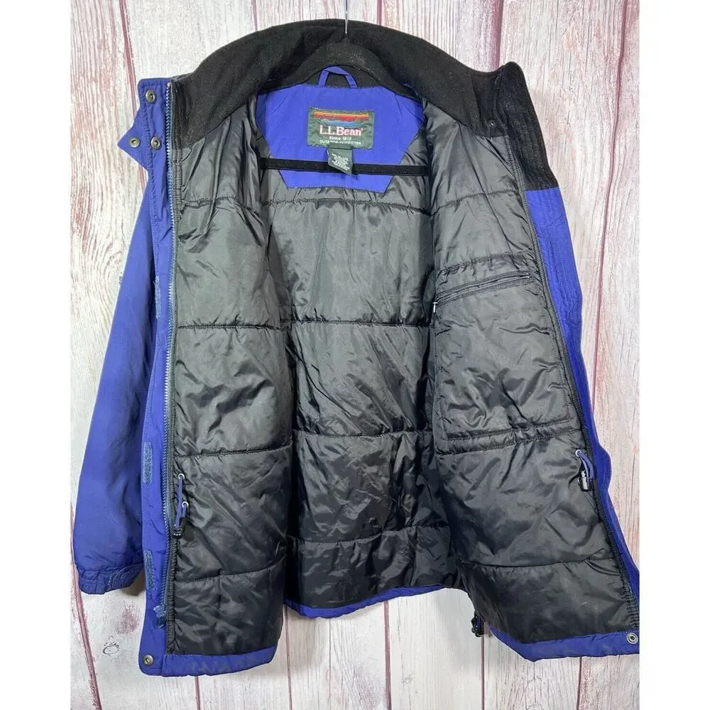 LL Bean Women’s Blue Parka Cost Jacket Hooded Thinsulate Ultra Size Med Petite